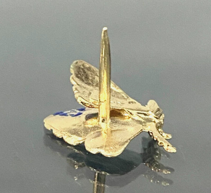 9K Yellow Gold & Enamel Butterfly Tie Pin