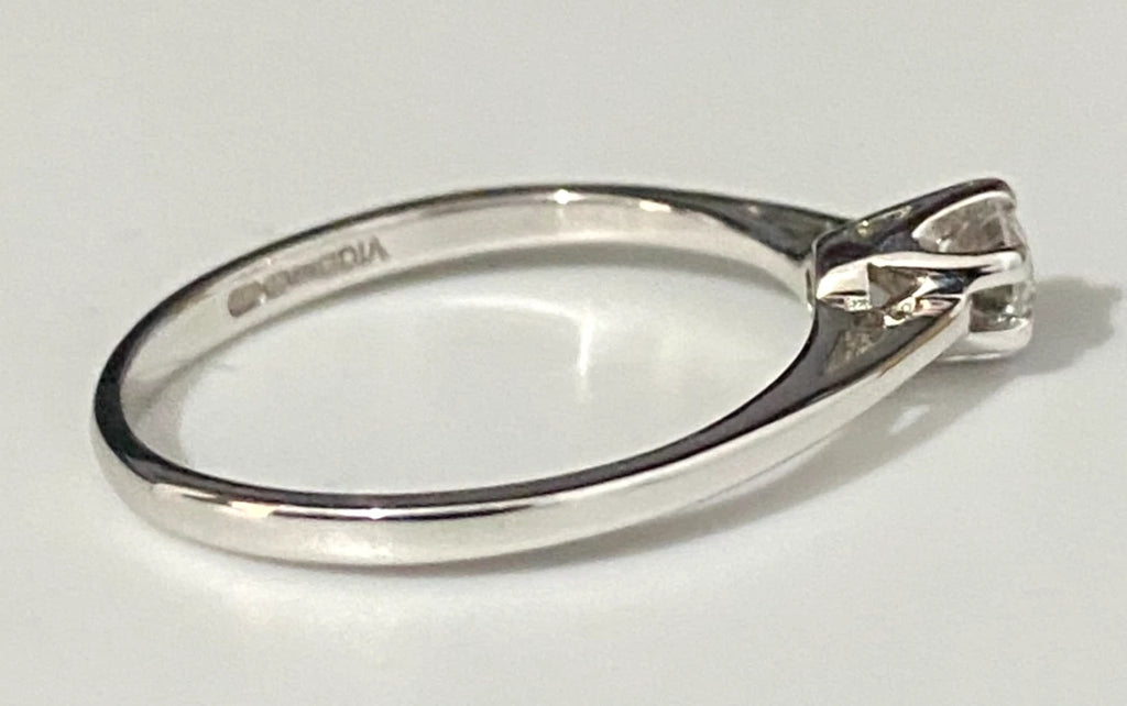 9K White Gold & 0.25CT Diamond Solitaire Engagement Ring Size N - 6 3/4