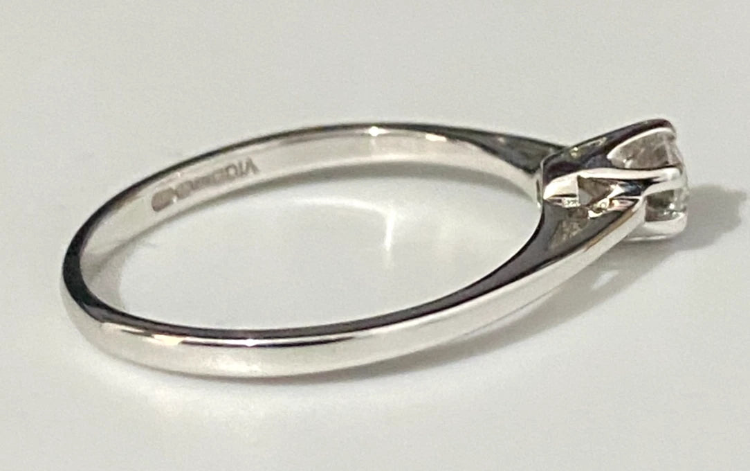 9K White Gold & 0.25CT Diamond Solitaire Engagement Ring Size N - 6 3/4