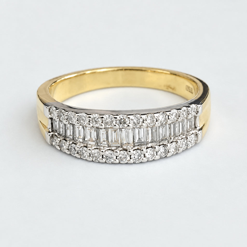 18K Yellow Gold & 0.70CT Diamond Anniversary Ring Size P (US 7.75)