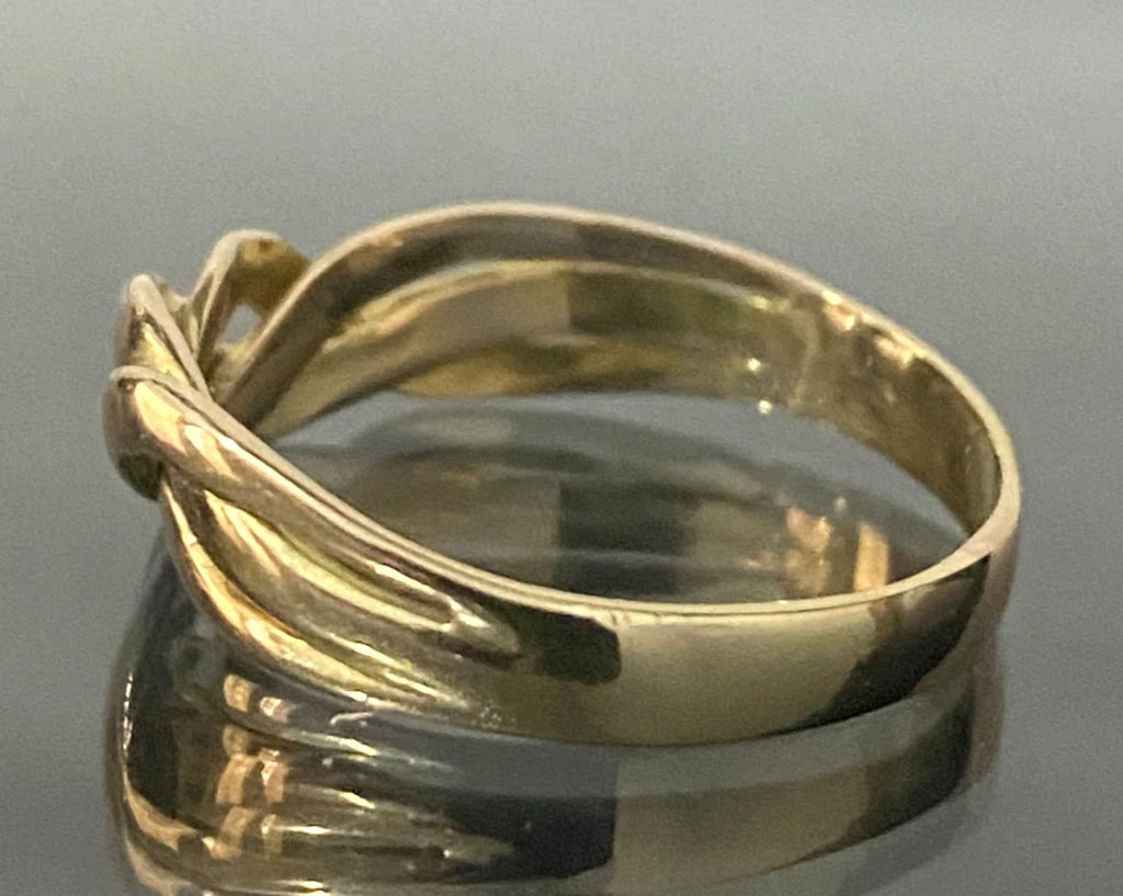 14K Yellow Gold & Diamond Braid Motif Ring Size S - 9 3/8