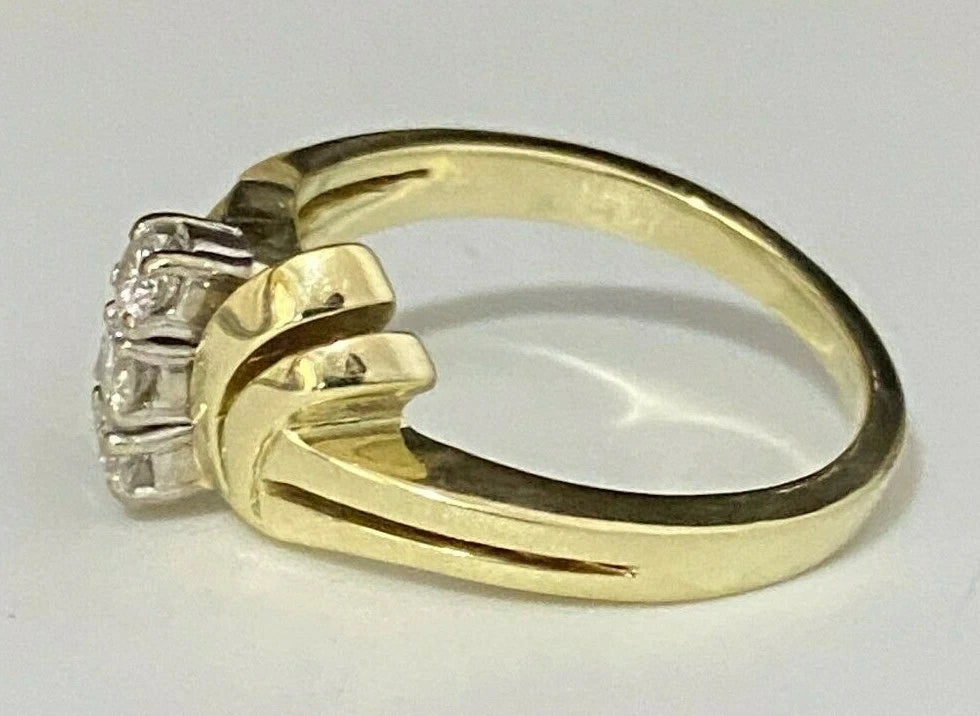14K Yellow Gold & 0.28CT Diamond Three Stone Ring Size O 1/2 - 7 1/4