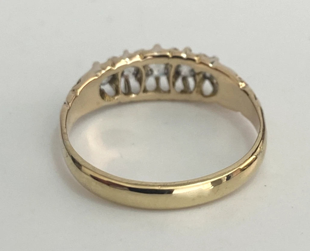 Antique 18K Yellow Gold W/ 0.50CT Diamond Five Stone Ring Size O (US 7.25)