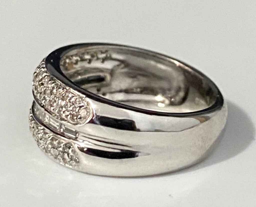9K White Gold & 0.75CT Diamond Stacking Band Ring Size K - 5 3/8