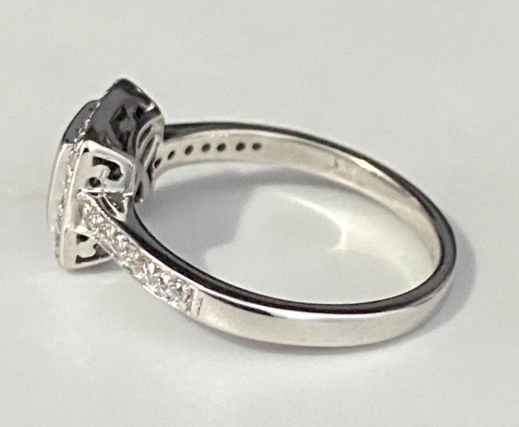 18K White Gold & 0.50CT Diamond Square Engagement Ring Size O - 7 1/4