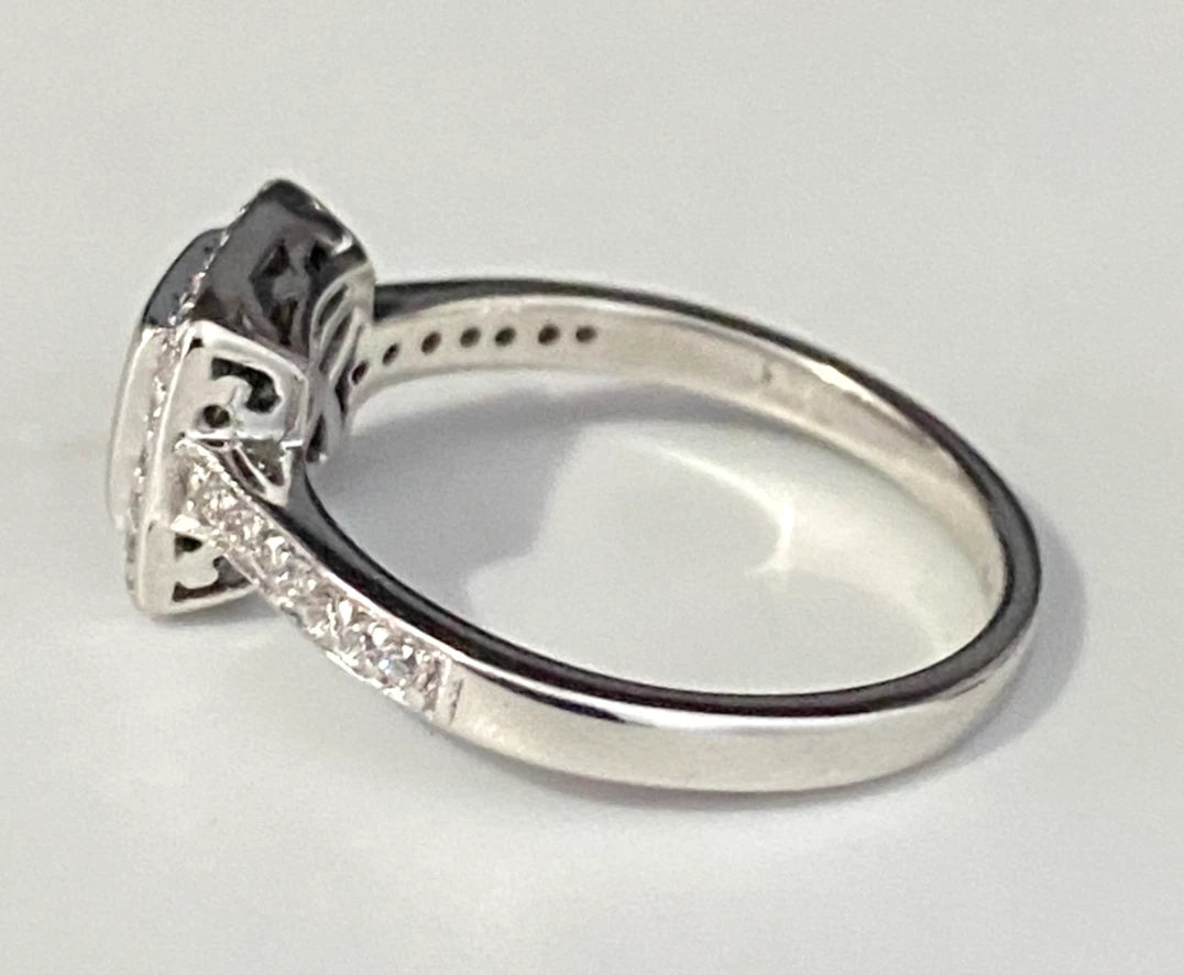 18K White Gold & 0.50CT Diamond Square Engagement Ring Size O - 7 1/4