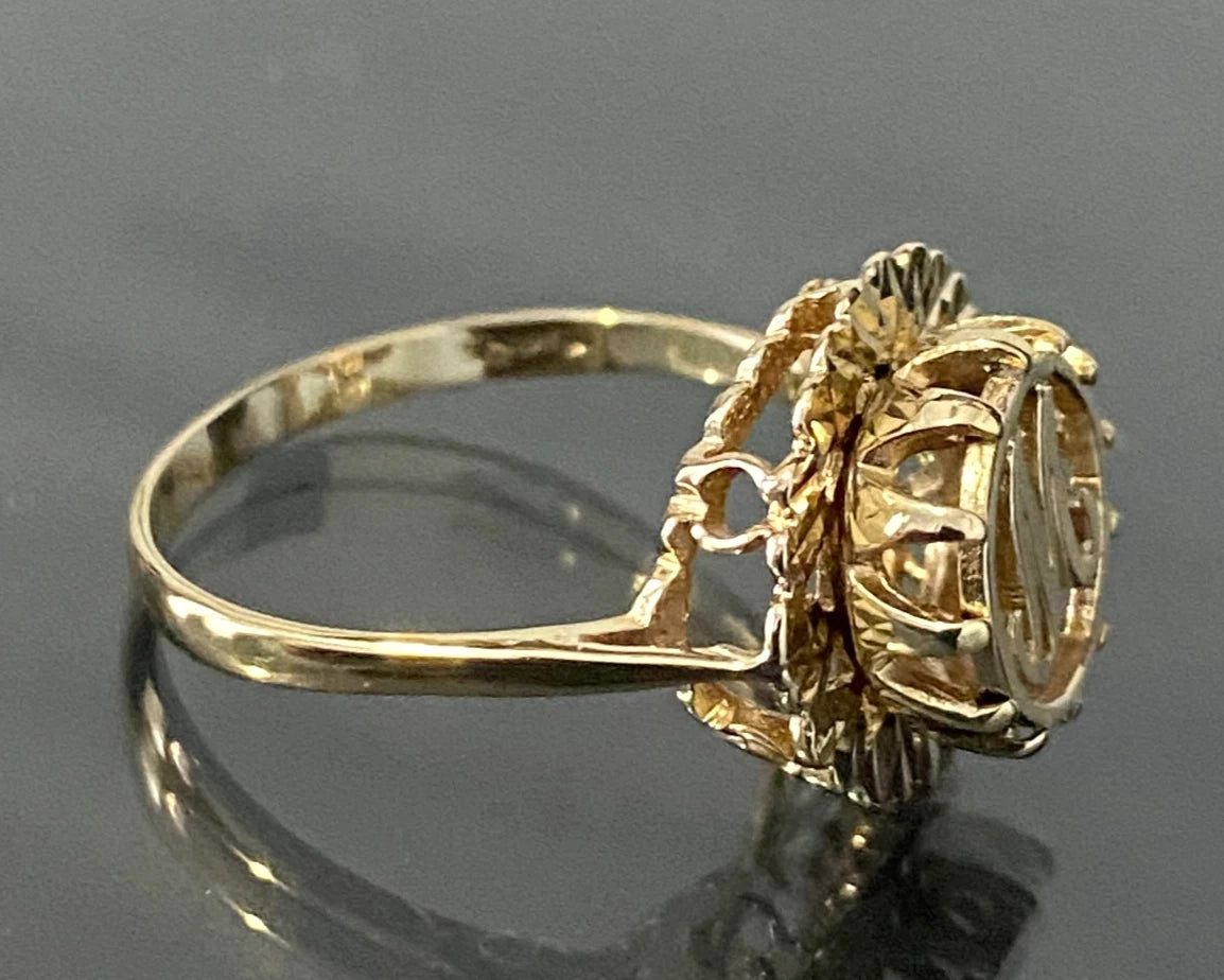 Vintage 9K Yellow Gold "M" Initial Monogram Ring Size O 1/2 - 7 1/2