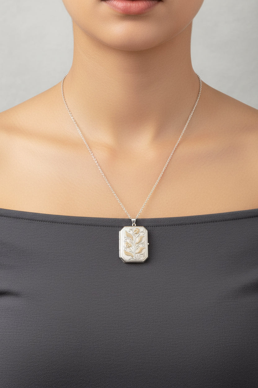 Vintage Scandia Sterling Silver & Rose Gold Floral Locket – Melbourne