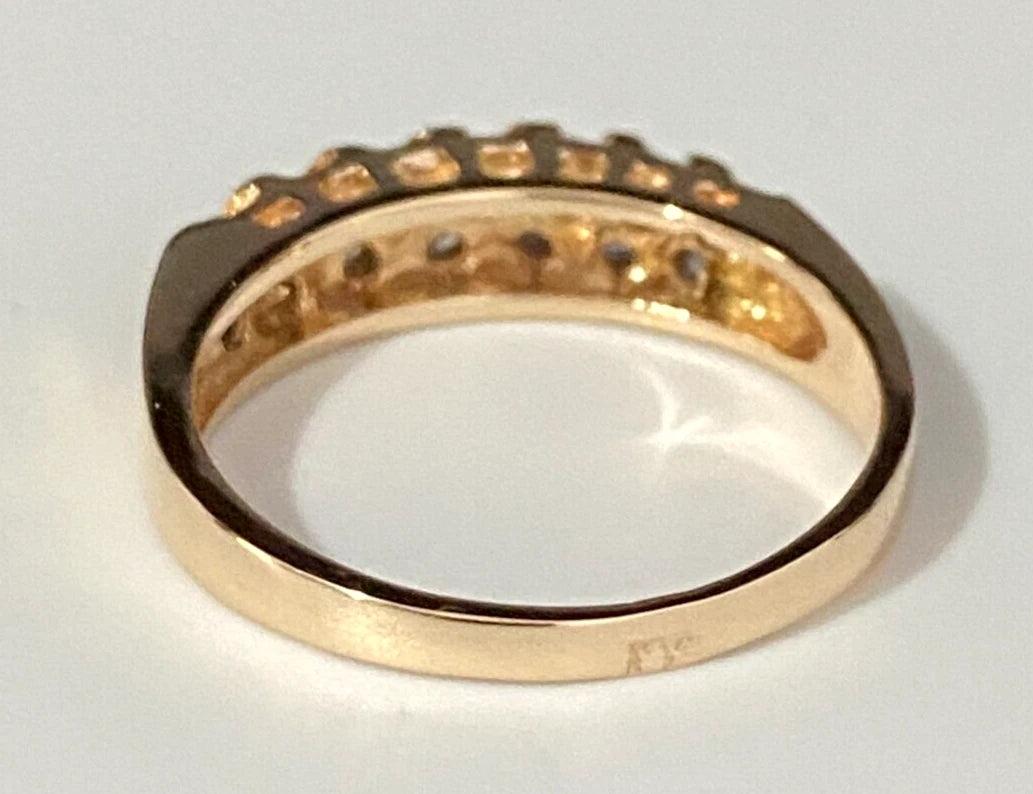 14K Yellow Gold & Cubic Zirconia Dress Ring Size N - 6 1/2