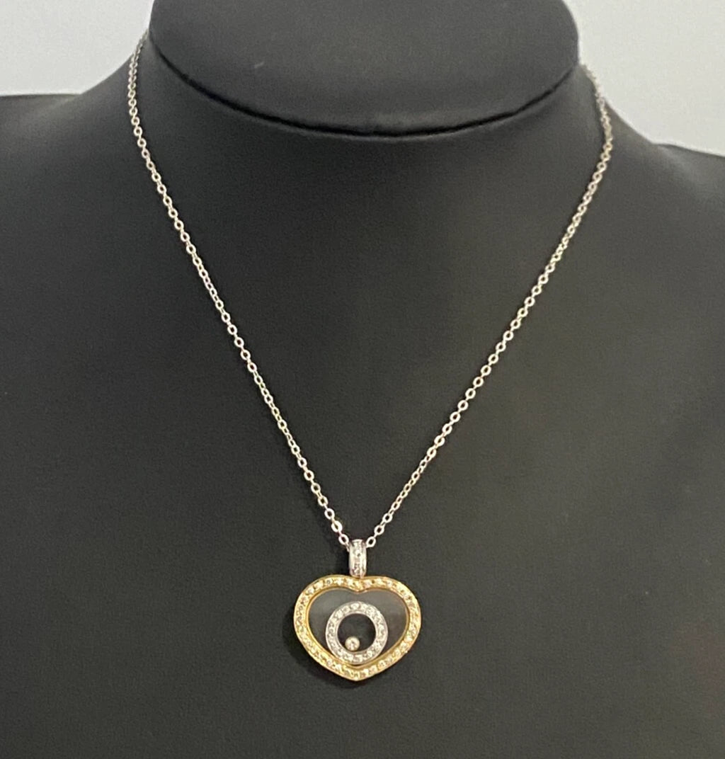 18K Gold & 0.55CT Floating Diamond Heart Pendant 25.50mm High