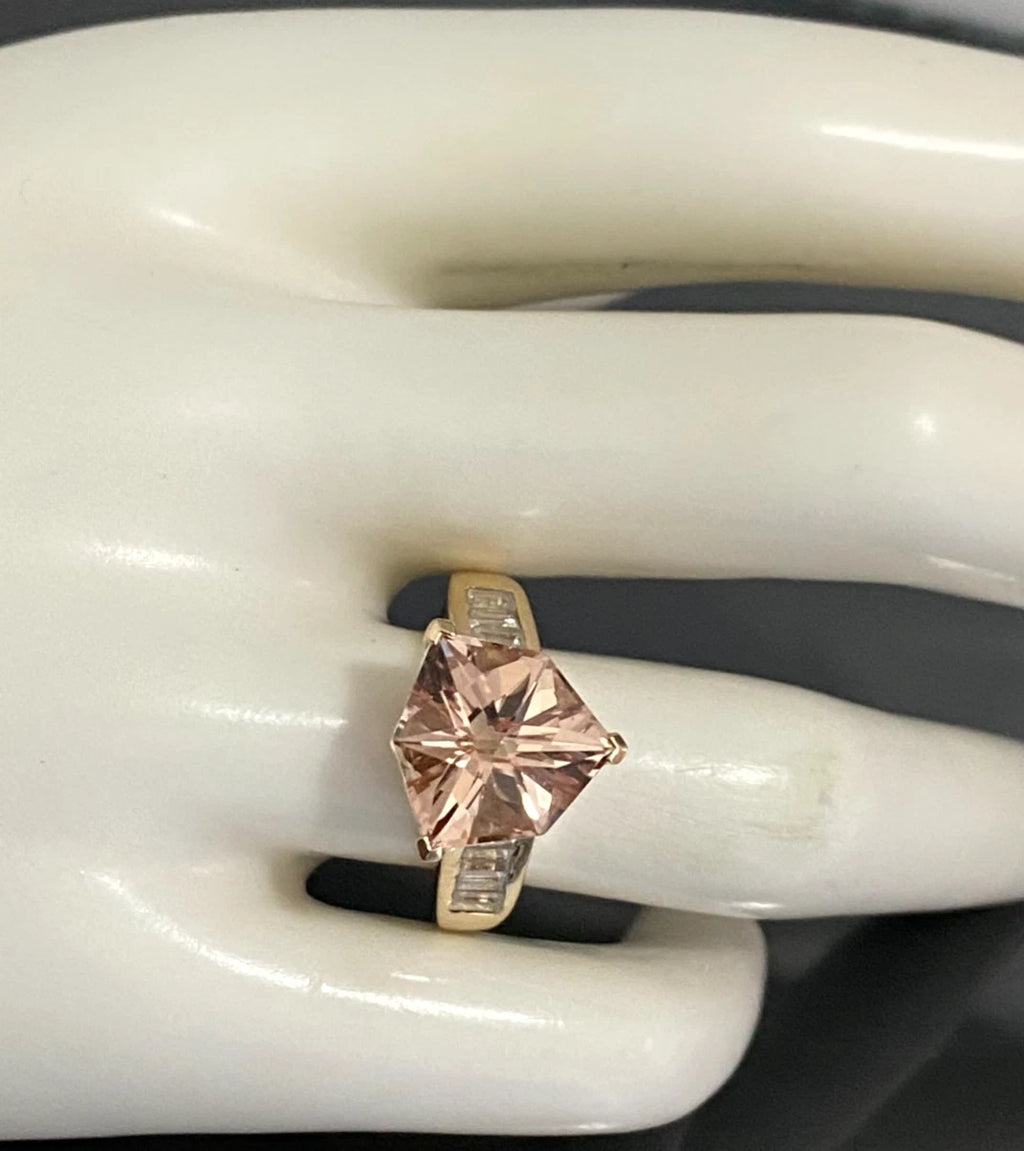 9ct Yellow Gold with 4.53CT Morganite Ring Size N (US 6.75)