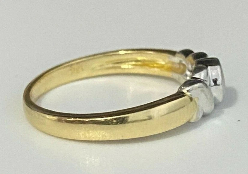 18K Yellow Gold & Diamond Solitaire Bezel Ring Size M 1/2 - 6 1/4