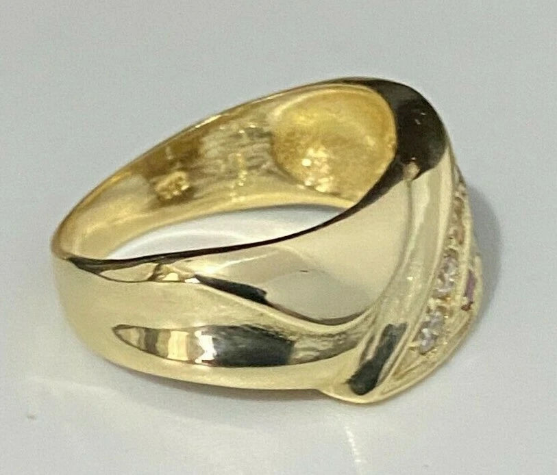 14K Yellow Gold W/ Ruby Sapphire Emerald & CZ Stone Dress Ring Size P - 7 1/2