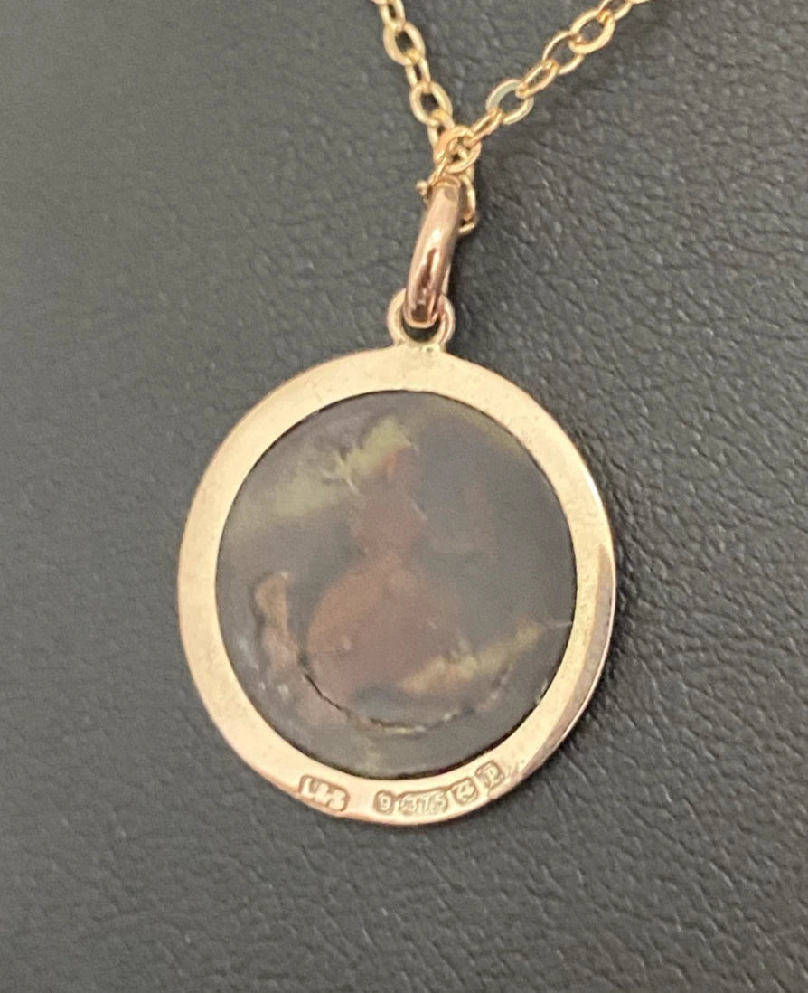 Antique WWI 9ct Rose Gold Norfolk Regiment Tortoiseshell Pendant – Circa 1914