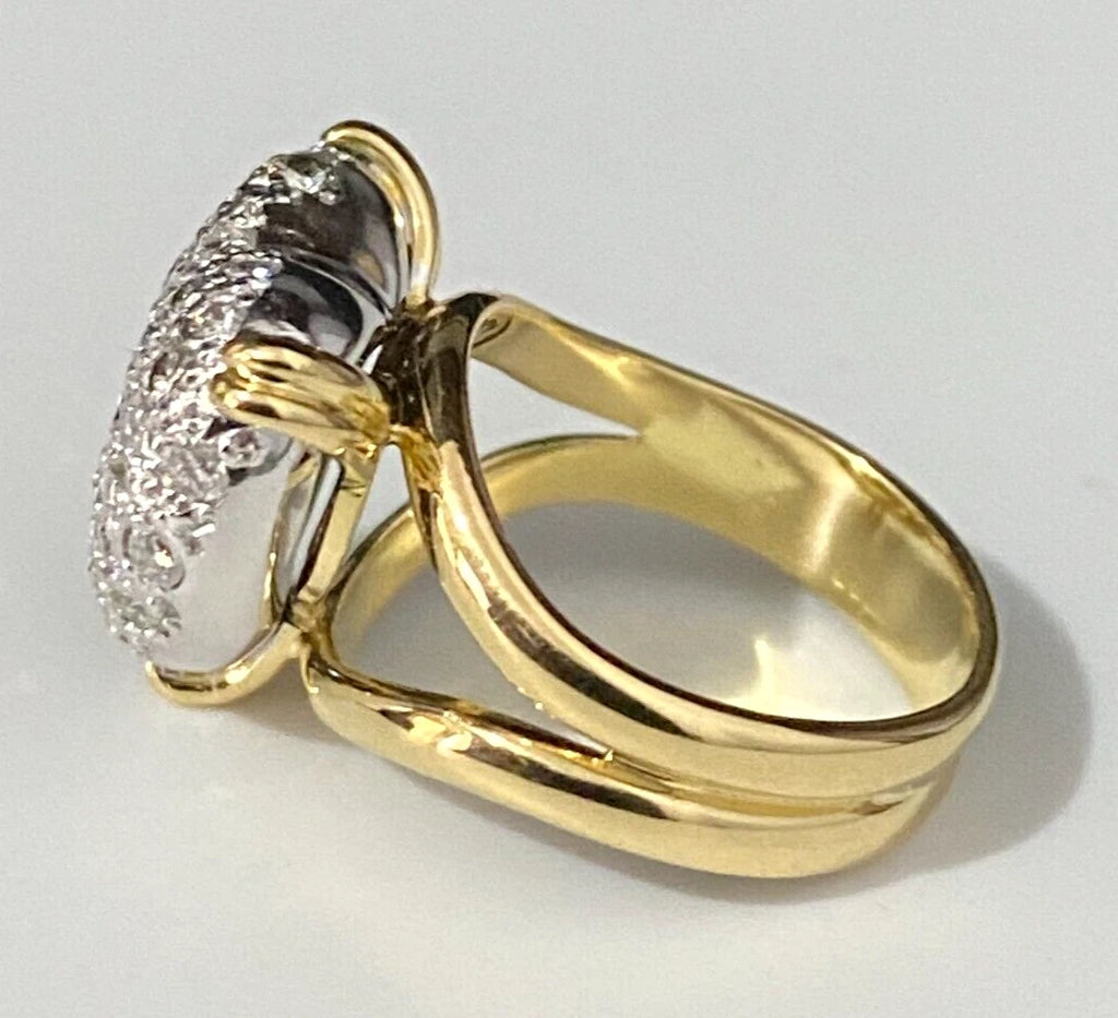 18K Yellow Gold & 0.75CT Diamond Heart Ring Size J 1/2 - 5