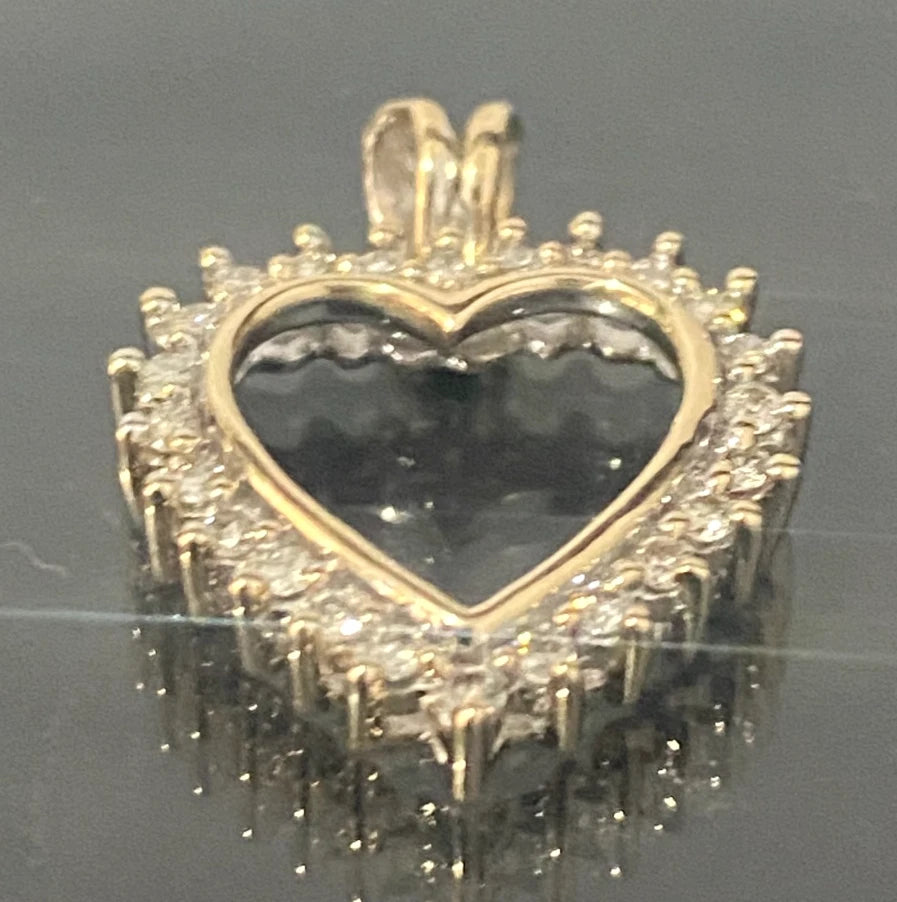 9CT Yellow Gold & 0.25CT Diamond Heart Pendant