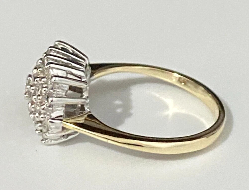 9K Yellow Gold & 0.50CT Diamond Cluster Ring Size K - 5 1/8