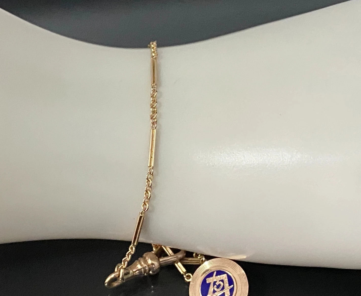 Antique Rolled Gold Masonic Bracelet / Pocket Watch Fob Chain