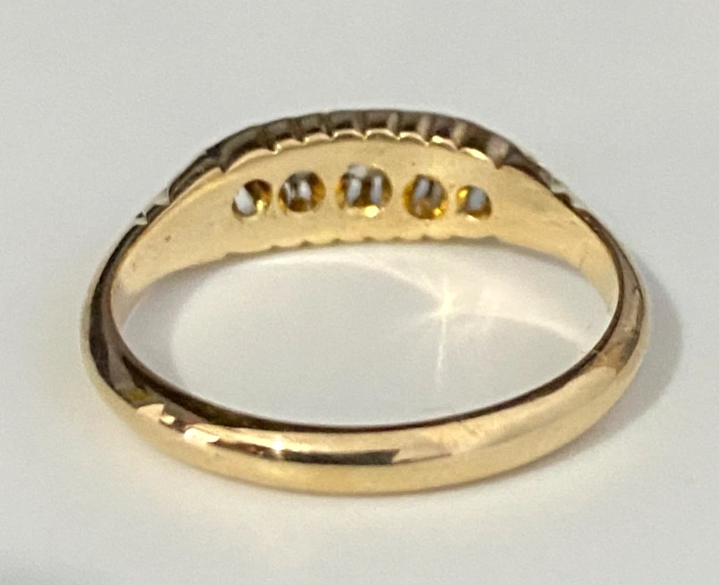 Antique 18K Yellow Gold & Old Mine Diamond Ring C1916 Size M - 6 1/4