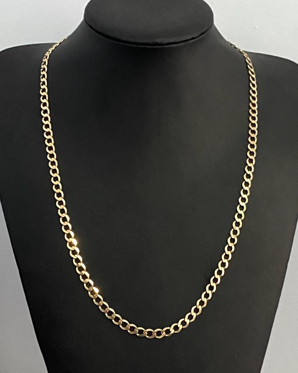 9K Yellow Gold Diamond Cut Curb Link Chain Necklace 62cm Long