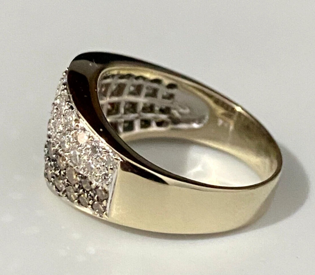 18K Yellow Gold & 1.20CT Diamond Pave Set Dress Ring Size N 1/2 - 6 3/4