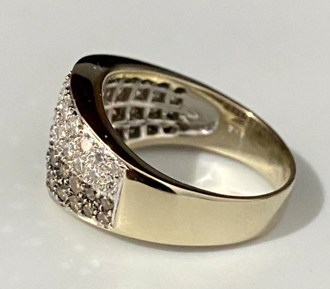 18K Yellow Gold & 1.20CT Diamond Pave Set Dress Ring Size N 1/2 - 6 3/4