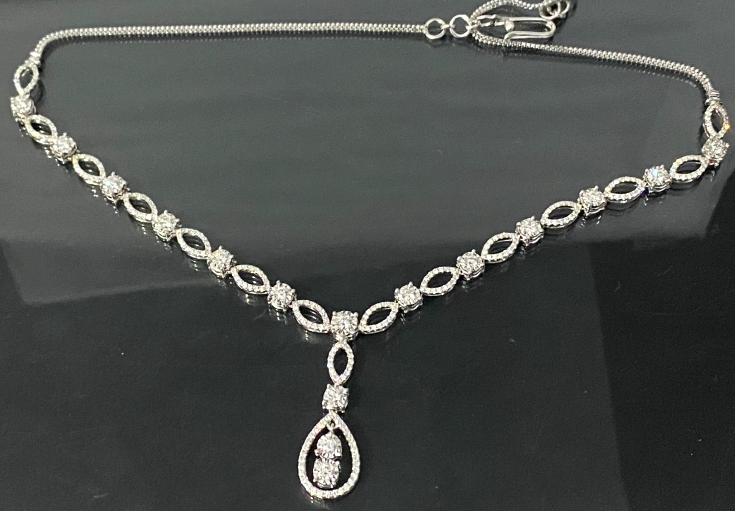 18K White Gold & 2.50CT Diamond Statement Drop Necklace