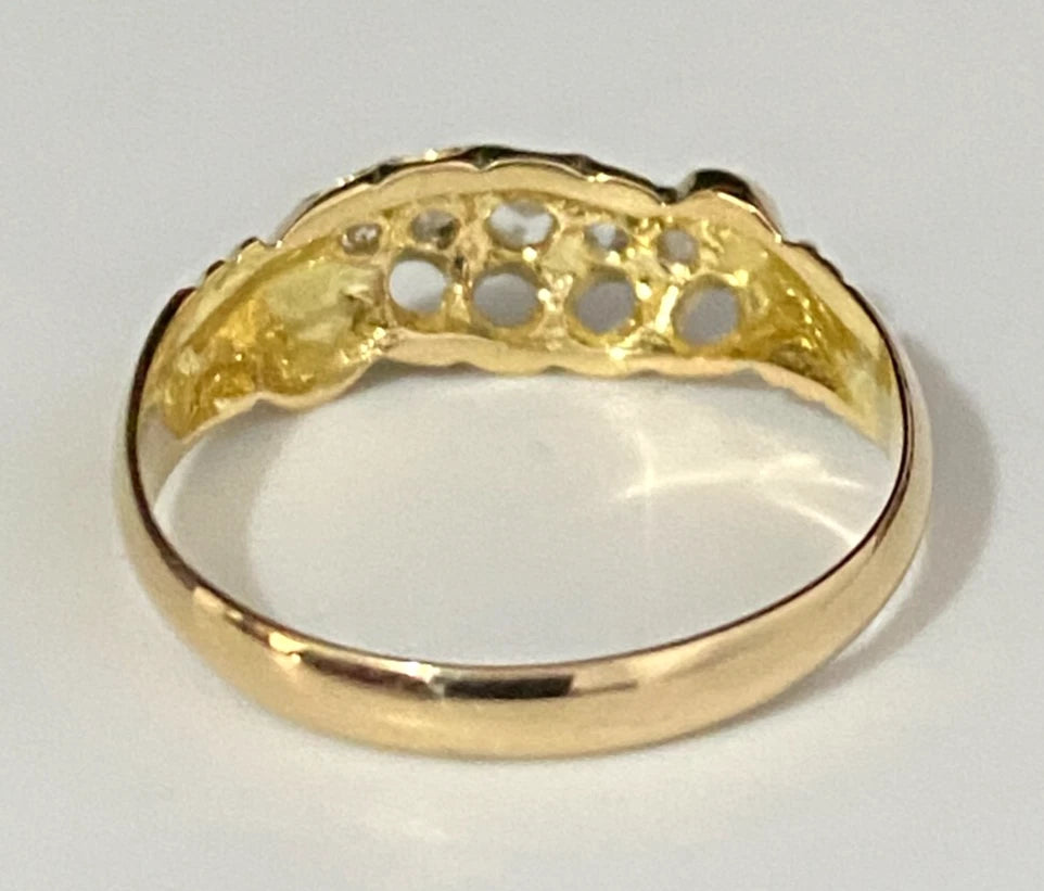 Antique 18K Yellow Gold & Rose Cut Diamond Ring C1919 Size L 1/2 - 6