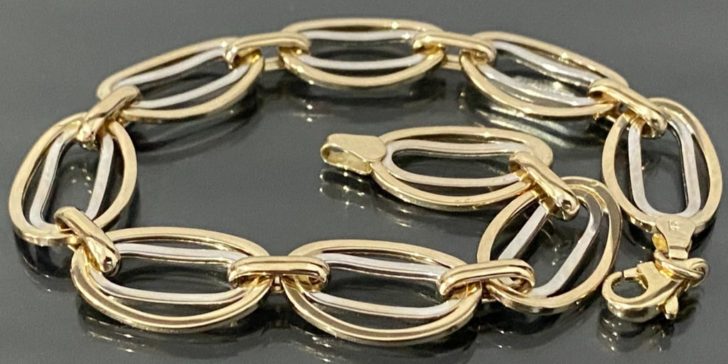 9K Yellow Gold Oval Fancy Link Bracelet 19.0cm Long