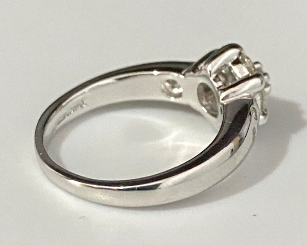 18K White Gold & 0.55CT Diamond Cluster Ring Size J 1/2 - 5