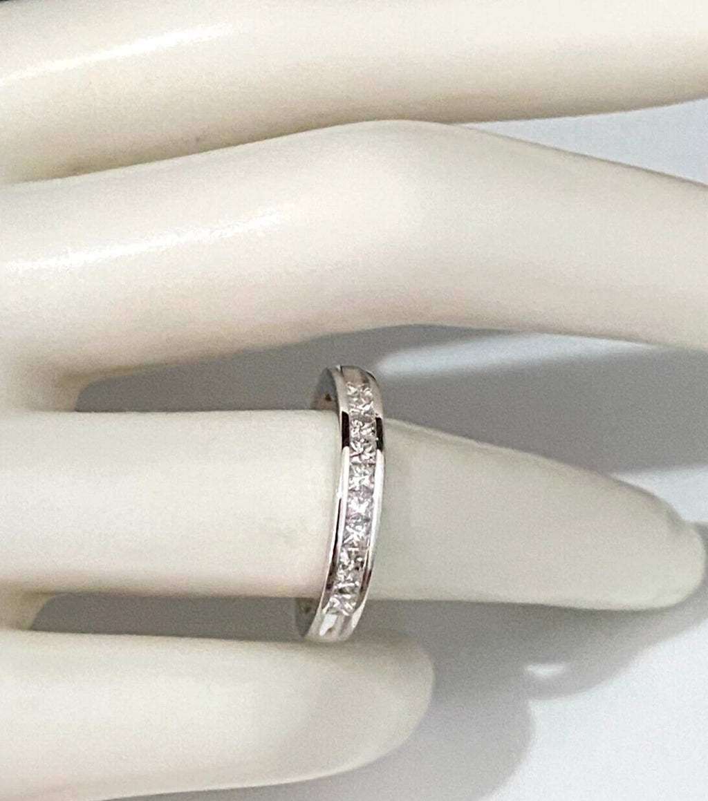 14K White Gold & 0.50CT Diamond Eternity Channel Set Ring Size L 1/2 - 5 7/8