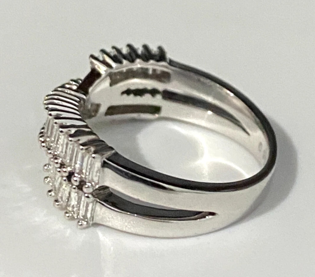 9K White Gold & 0.90CT Diamond Crossover Ring Size L - 5 3/4