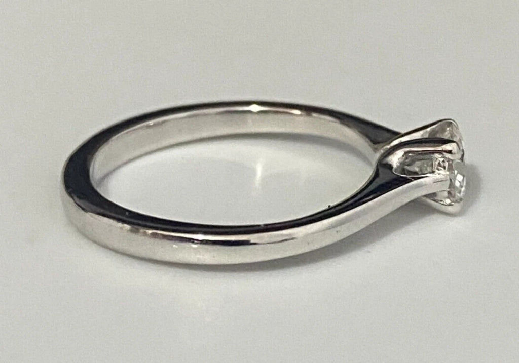 18K White Gold & 0.35CT Diamond Solitaire Ring Size H 1/2 - 4