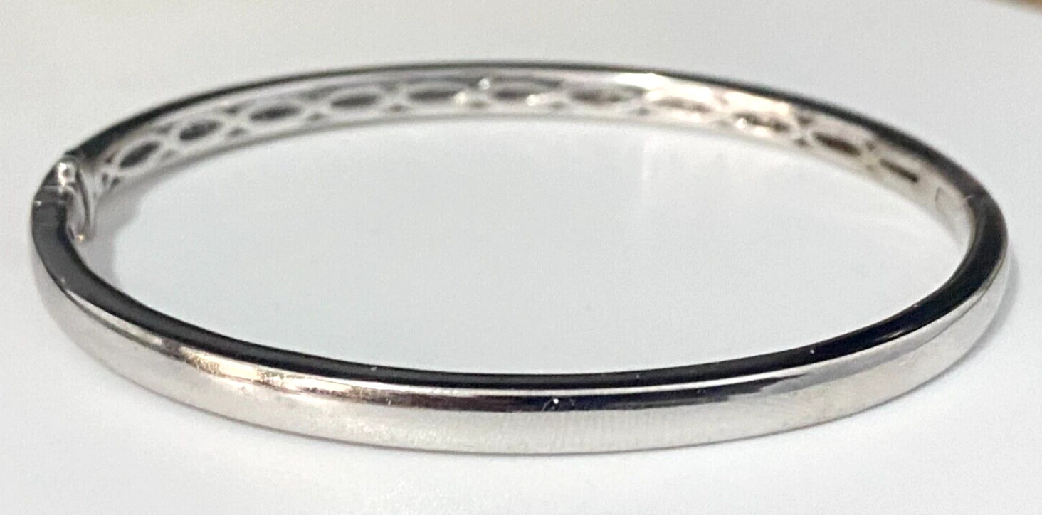 18K White Gold & 0.70CT Diamond Hinged Bangle Bracelet