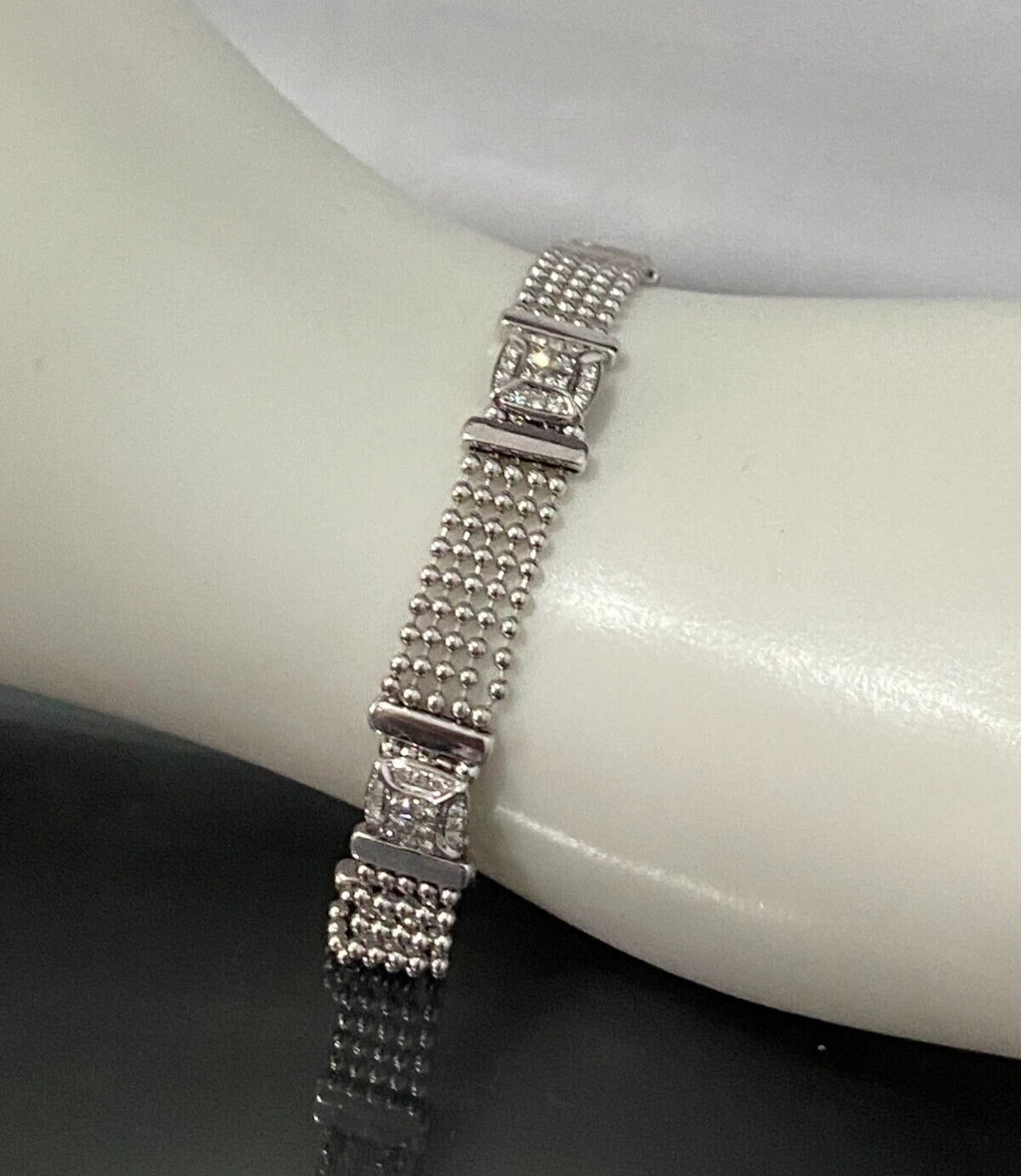 18K White Gold & 1.0CT Diamond Bracelet 20cm Long