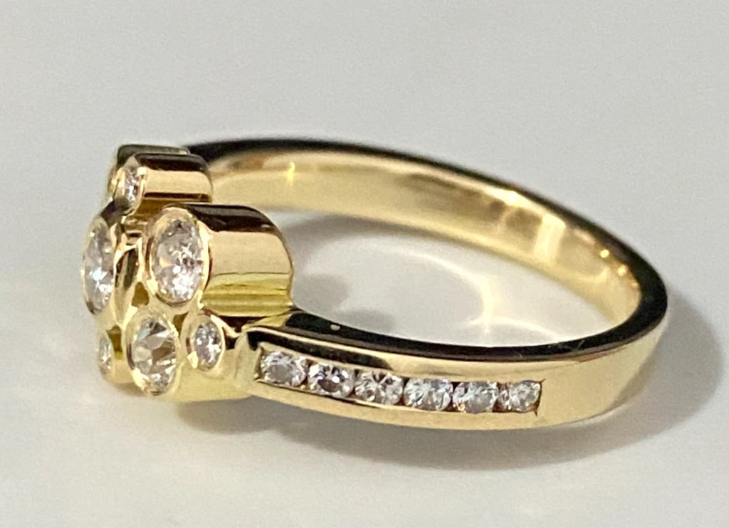 18K Yellow Gold & 0.90CT Diamond Bubble Ring Size N 1/2 - 7