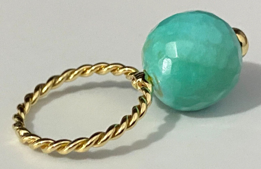 14K Yellow Gold W/Green Stone & Diamond Ring Size L - 5 1/2