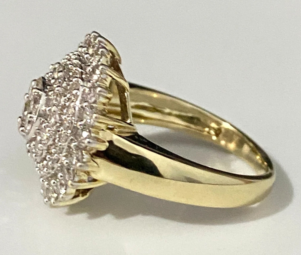 9K Yellow Gold & 1.0CT Diamond Cluster Ring Size O - 7 1/4
