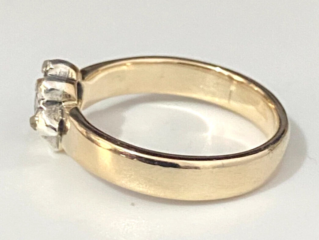 Victorian 14K Yellow Gold & Old Cut Diamond Ring Size N - 6 1/2