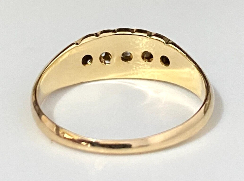 Edwardian 18K Yellow Gold & Diamond Ring C1912 Size N 1/2 - 6 3/4