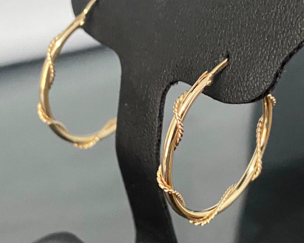 9K Yellow Gold Twisted Hoop Earrings