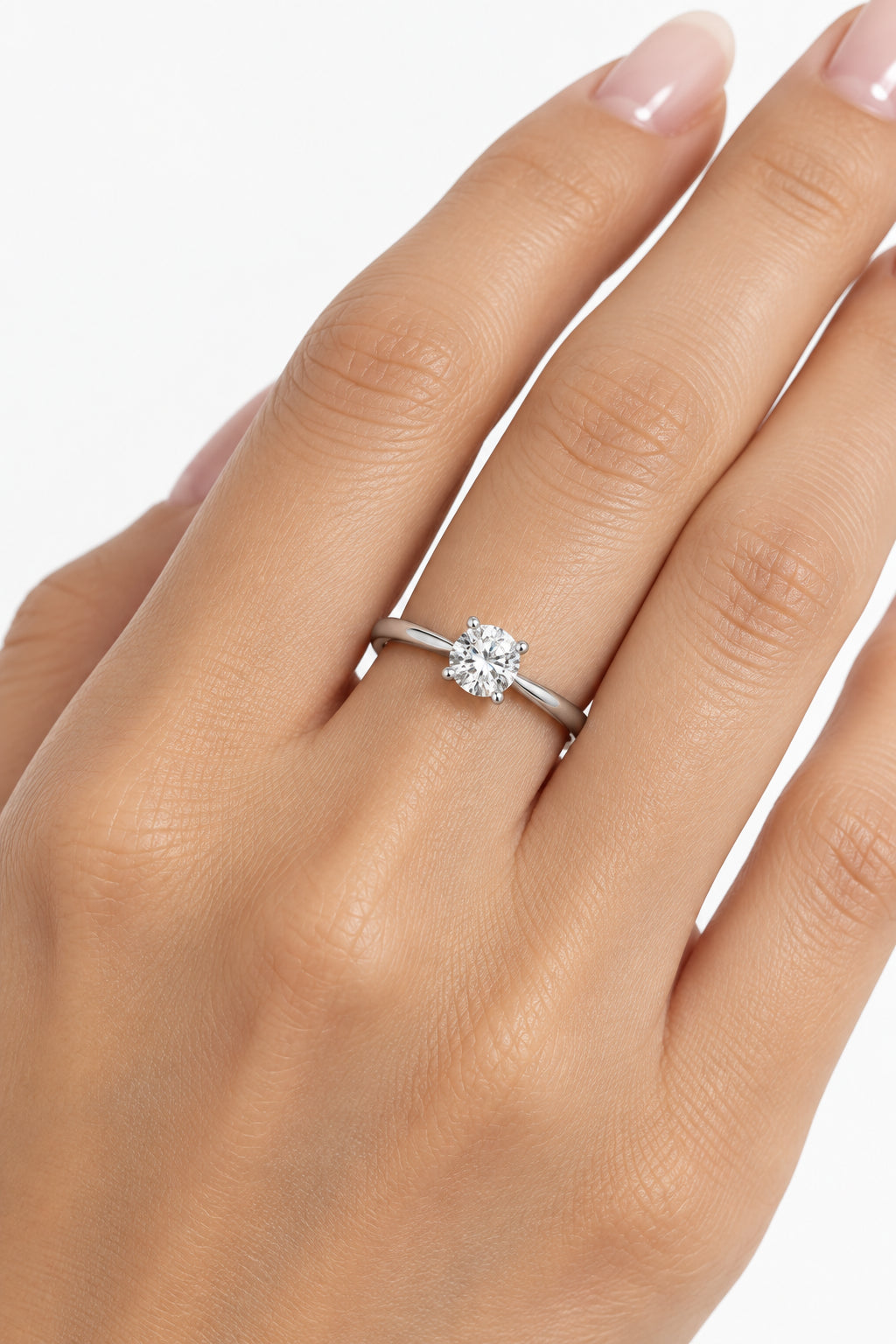 18K White Gold & 0.45CT Diamond Solitaire Engagement Ring Size M (US 6.25)