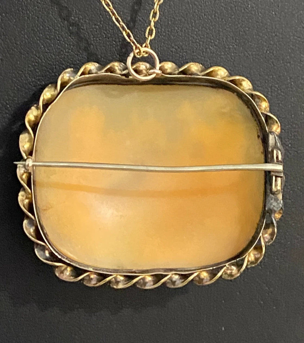 Victorian Yellow Rolled Gold & Carved Cameo Brooch/Pendant
