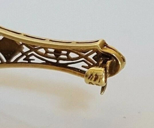 An Early 14K Gold & Ruby Filigree Brooch Pin 64.5mm