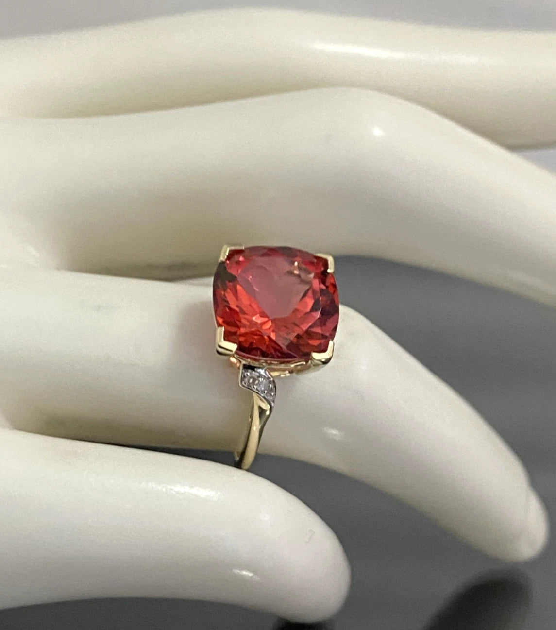 10K Yellow Gold 6.80CT Topaz & Diamond Ring Size L (US 5.75)