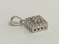 9K White Gold & 0.13CT Diamond Drop Pendant - 13mm High