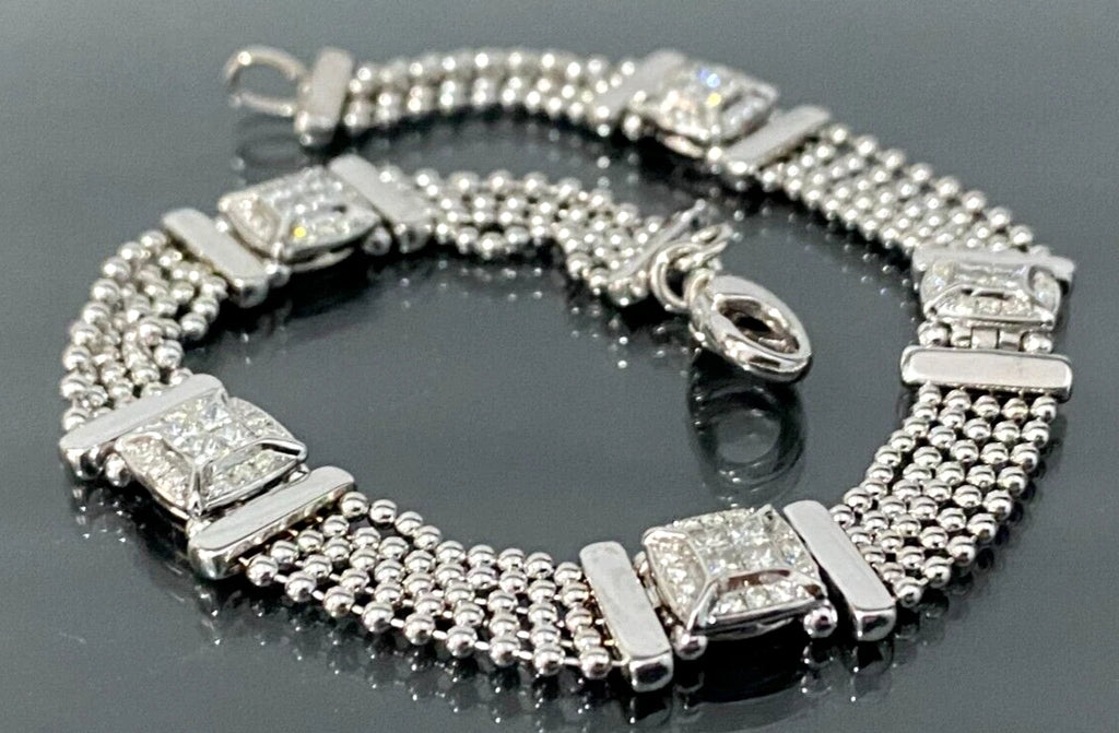 18K White Gold & 1.0CT Diamond Bracelet 20cm Long