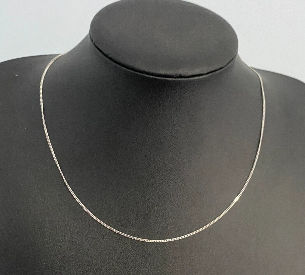 18K White Gold Curb Link Chain Necklace 46cm Long