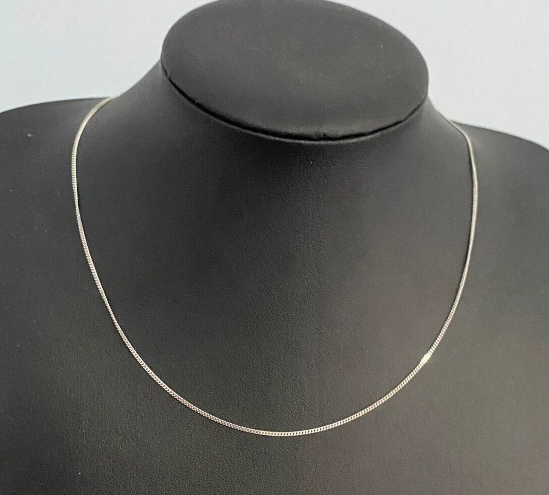 18K White Gold Curb Link Chain Necklace 46cm Long