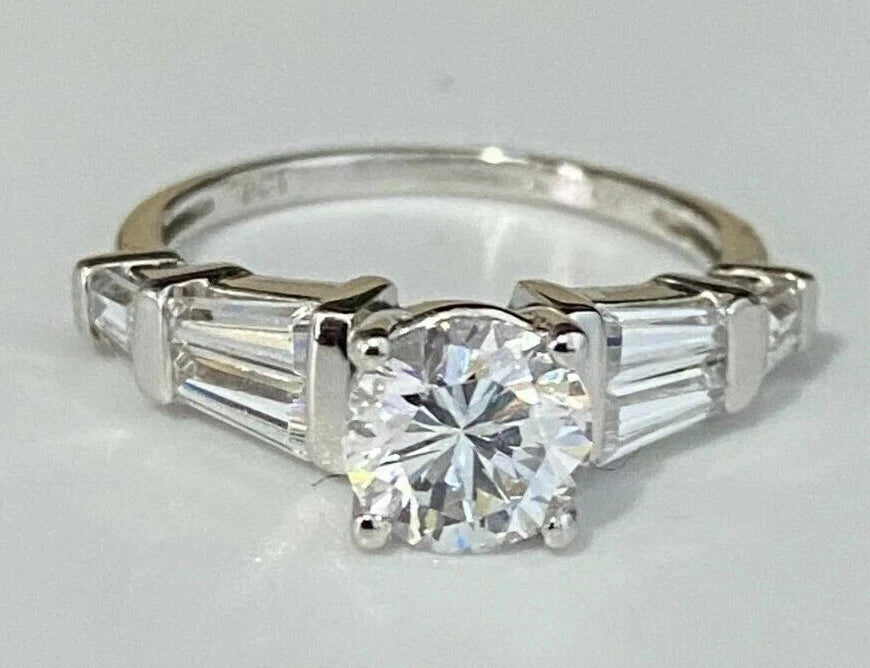 9K White Gold & Cubic Zirconia Engagement Ring Size M - 6